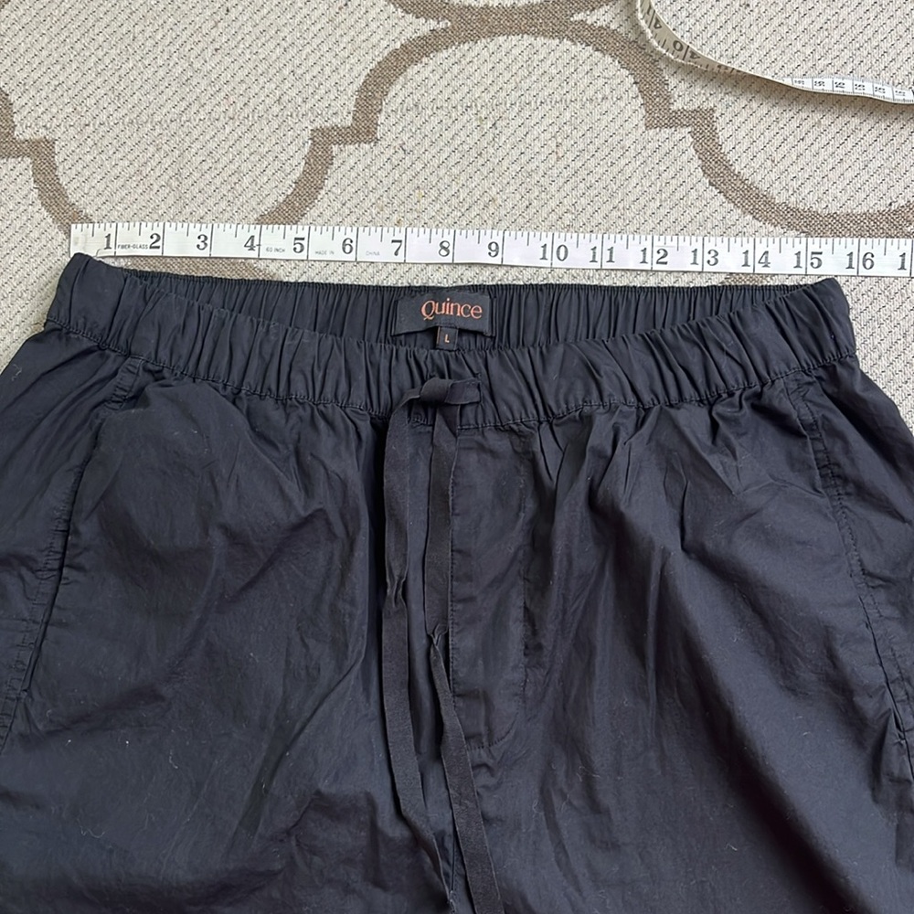 Quince Navy 100% organic cotton poplin pull on Relaxed Fit pants size large - Picture 7 of 17